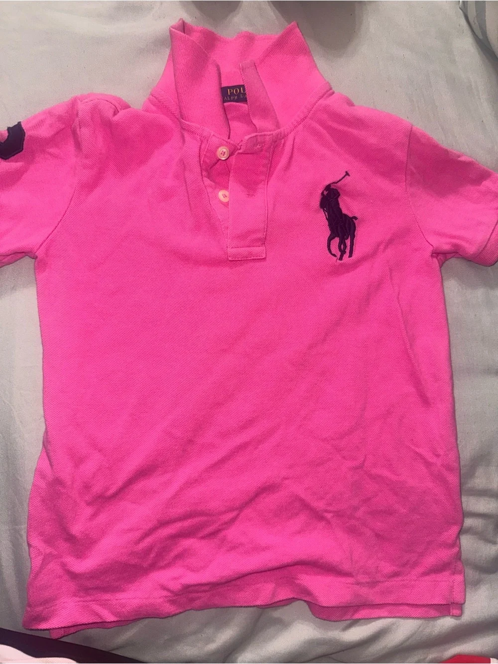 Ralph Lauren Kids Hot Pink Polo with Navy Pony